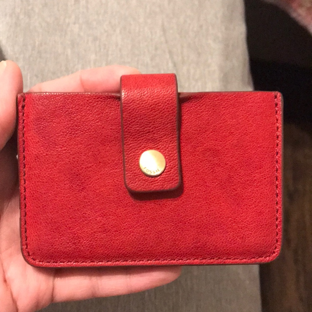 Leather fossil accordion card holder